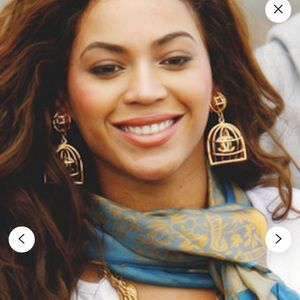 Rare Chanel birdcage 24kt gold plated earrings